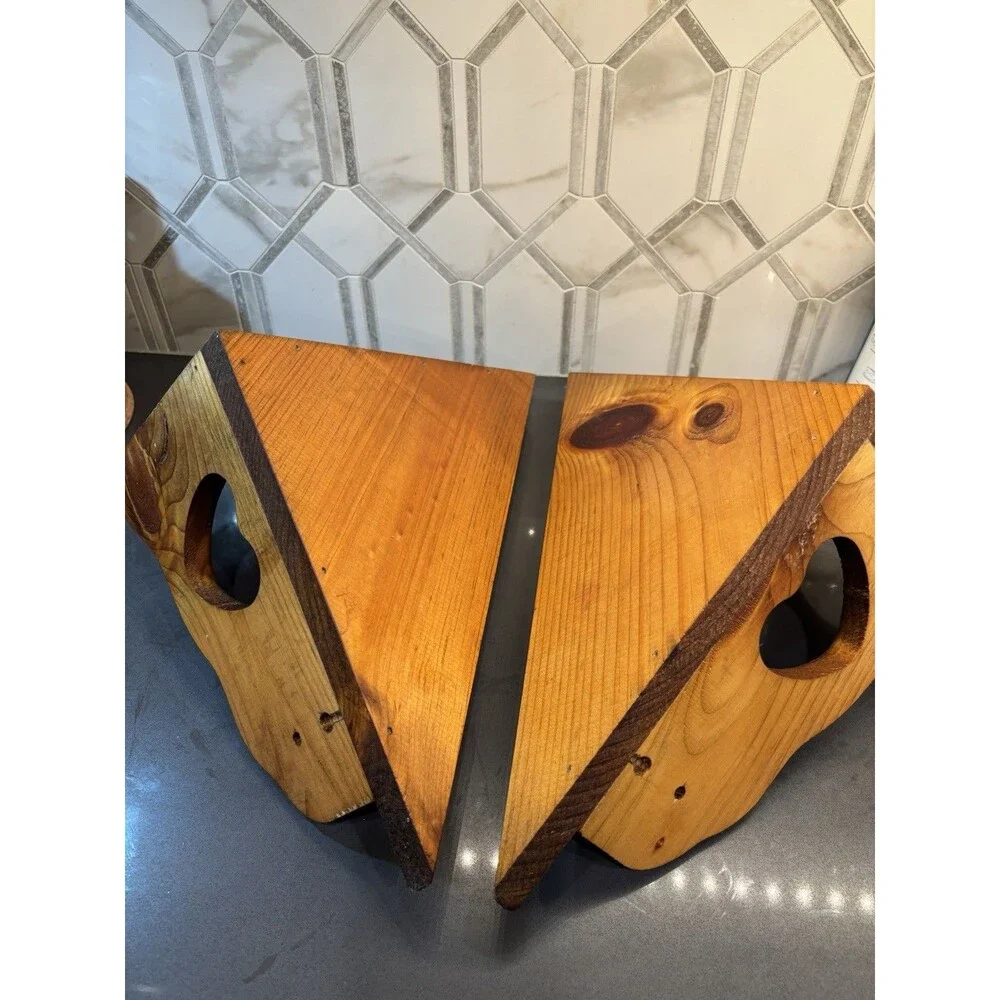 Set Of 2 Heart Cut Out Corner Shelves Wood Cottage Core Handmade Rustic Country